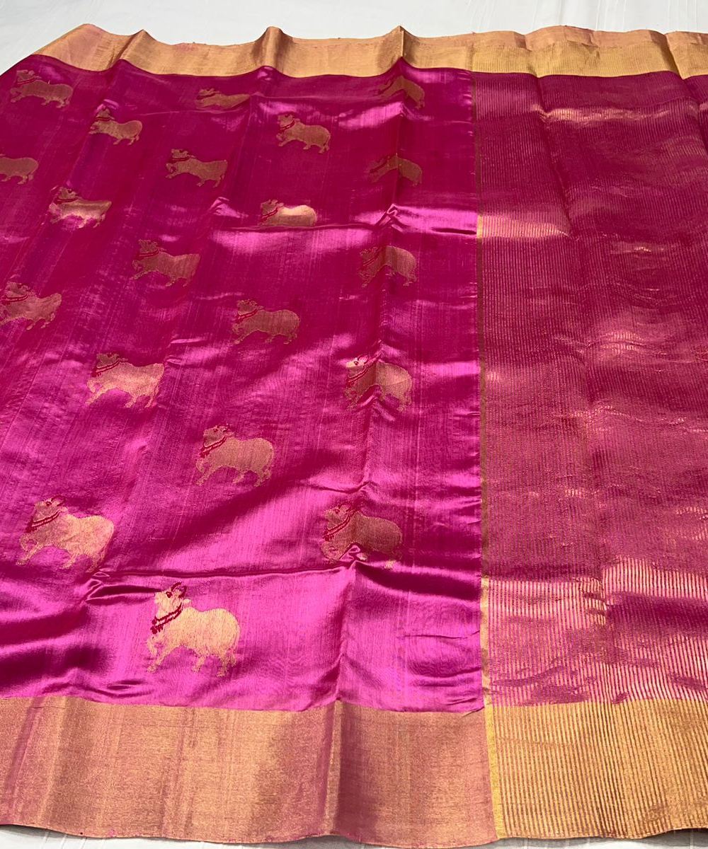 Handloom Pure Silk Purple Chanderi Saree