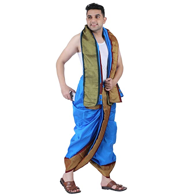 Mens Asha Silk Panjakejam Ready to Wear Dhoti Towel Set