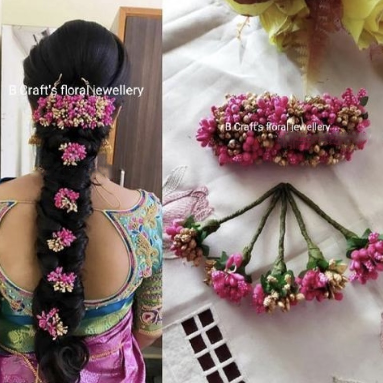 Lamansh™ Floral Hair Bun Juda for Women & Girls / Bridal Makeup Bun /