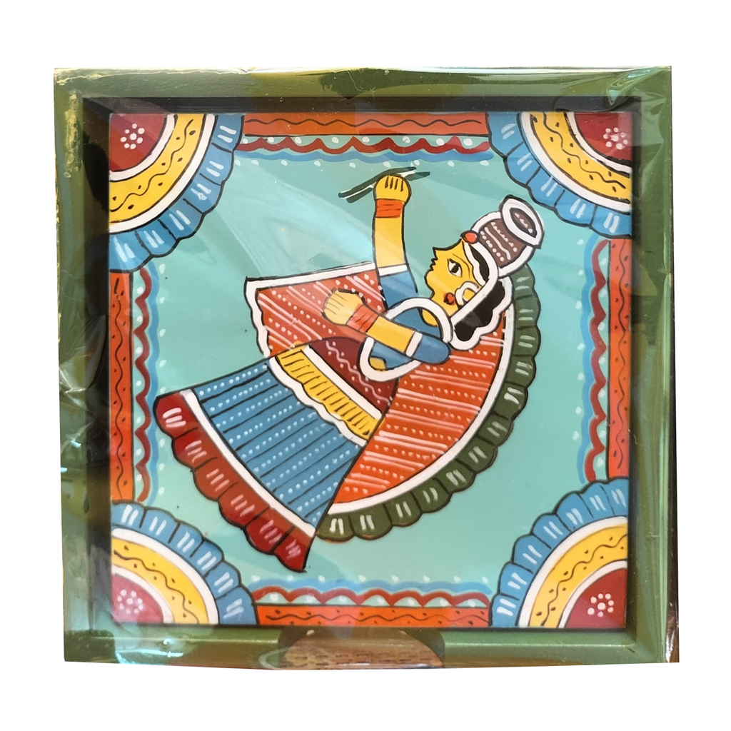 Buy Tikul Art Tea Coaster - Square Shape -Blue
