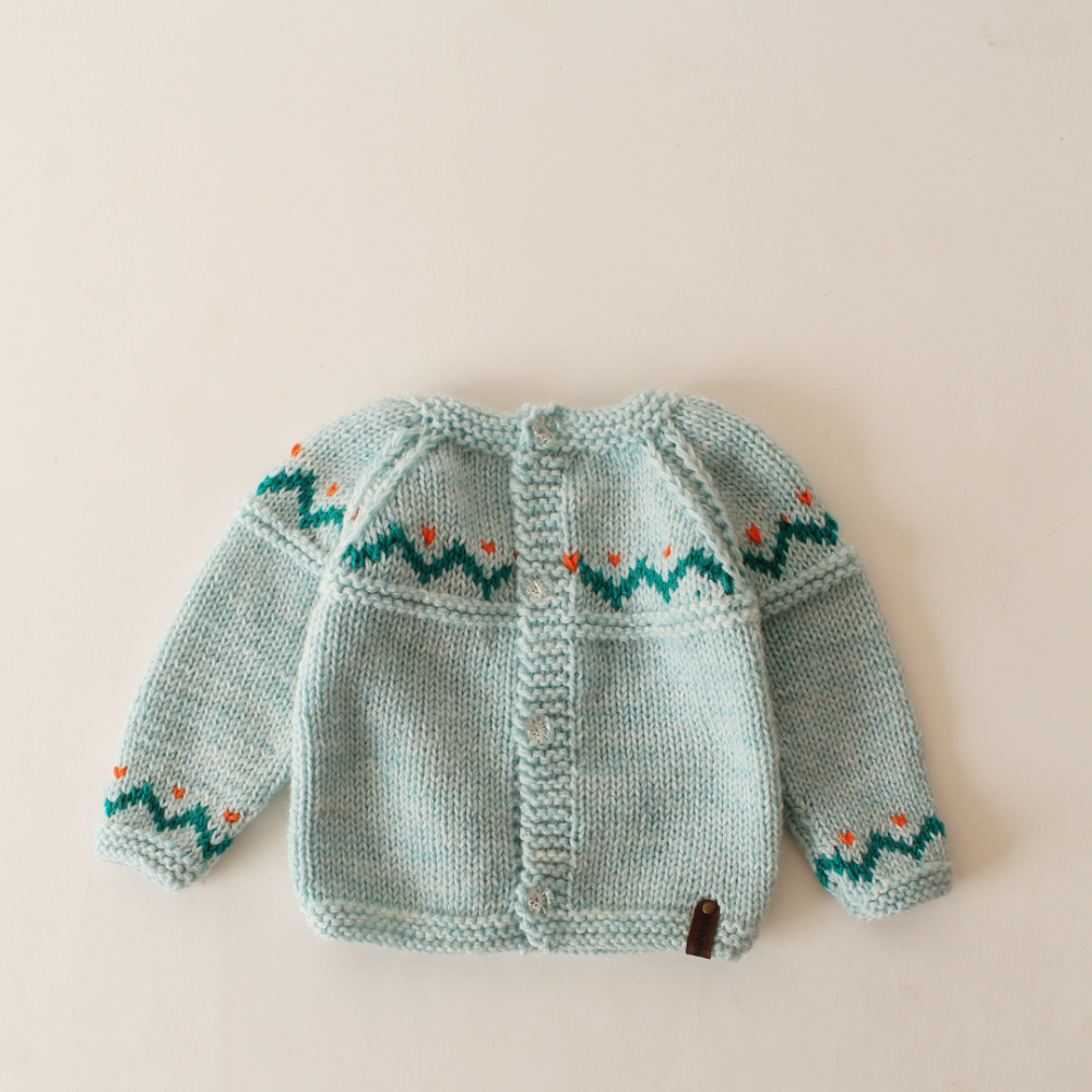 Cozy Light Blue Colored Handmade Knitted Sweater.