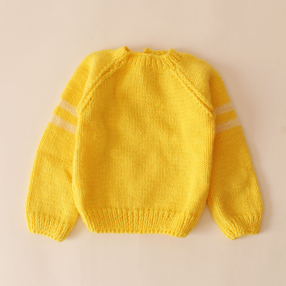 Vibrant Yellow And White Horizontal Striped Sweater.