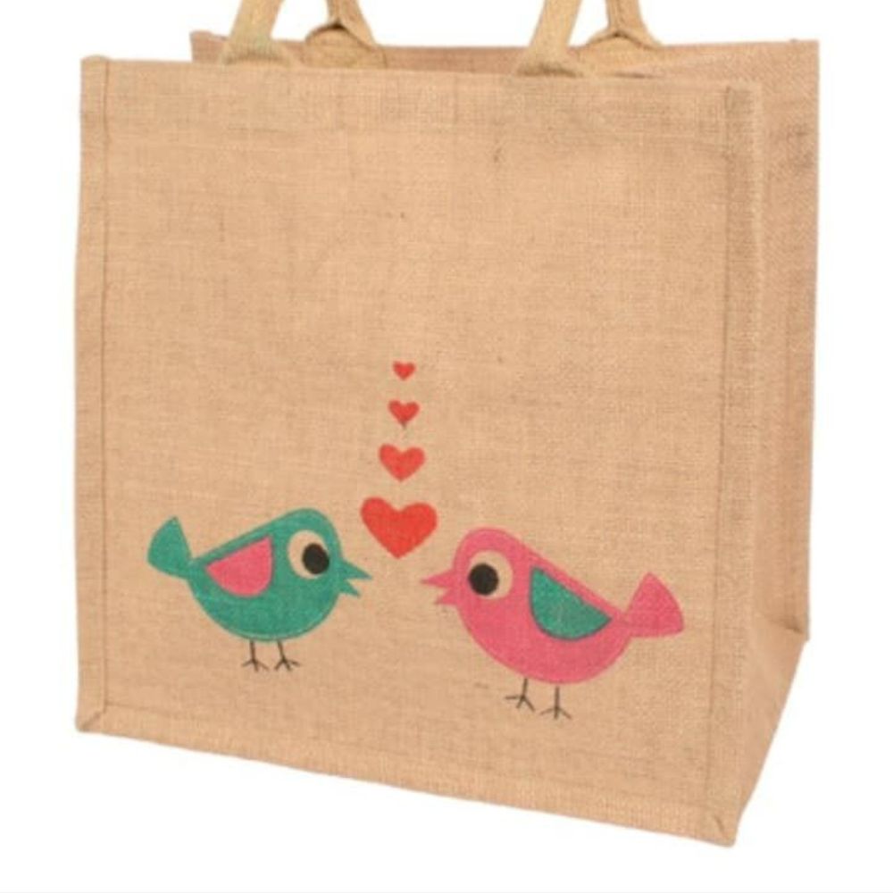 Jute Bag with Birds 