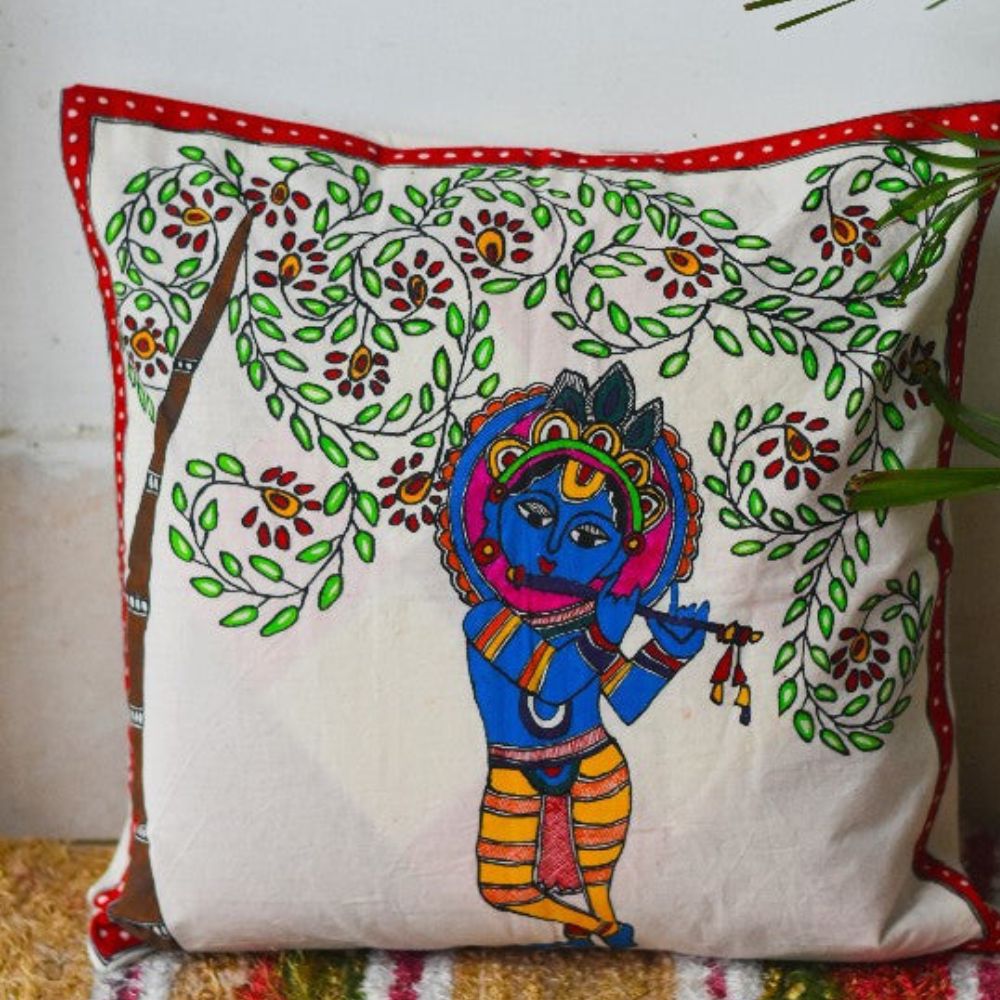Tussar Saree with Madhubani Bride, Doli, and Kaahar Painting