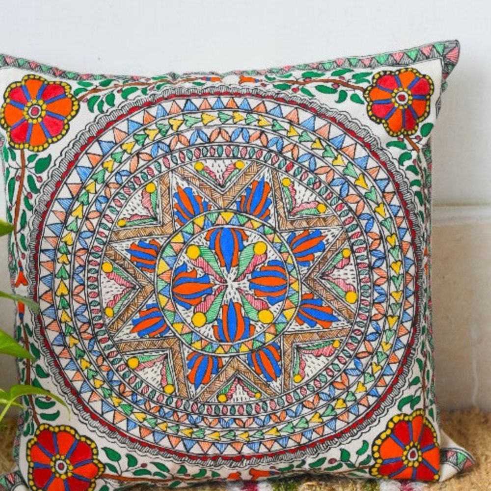 Tussar Saree with Madhubani Bride, Doli, and Kaahar Painting