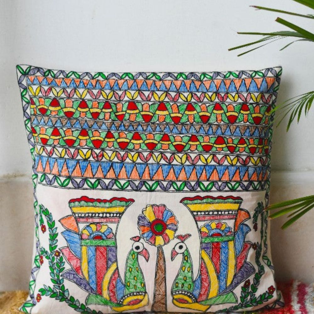 Tussar Saree with Madhubani Bride, Doli, and Kaahar Painting