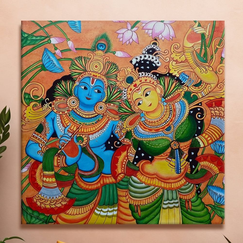 Tussar Saree with Madhubani Bride, Doli, and Kaahar Painting