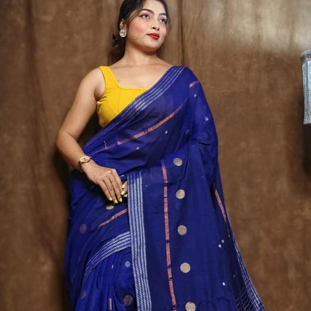Tussar Saree with Madhubani Bride, Doli, and Kaahar Painting