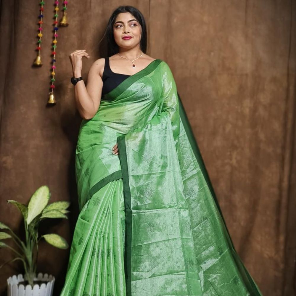 Tussar Saree with Madhubani Bride, Doli, and Kaahar Painting