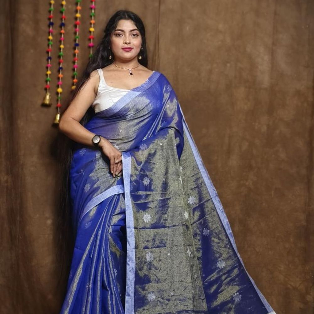 Tussar Saree with Madhubani Bride, Doli, and Kaahar Painting