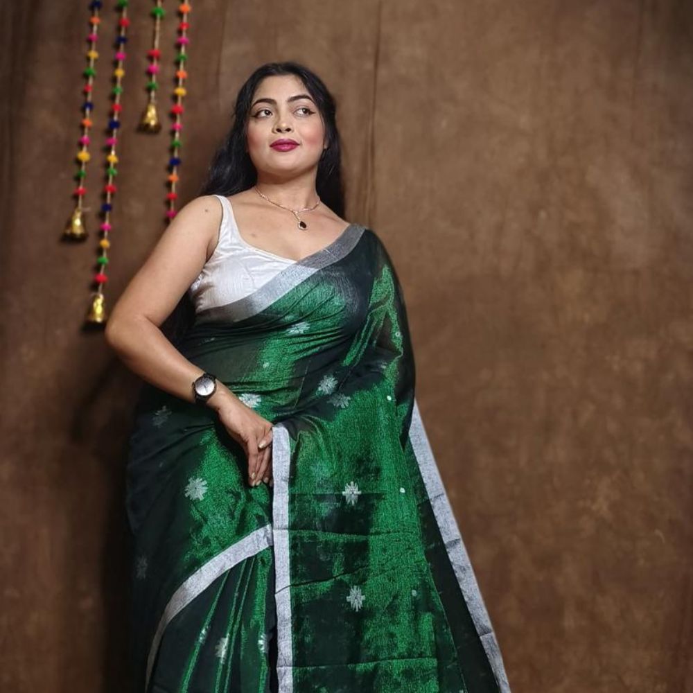 Tussar Saree with Madhubani Bride, Doli, and Kaahar Painting