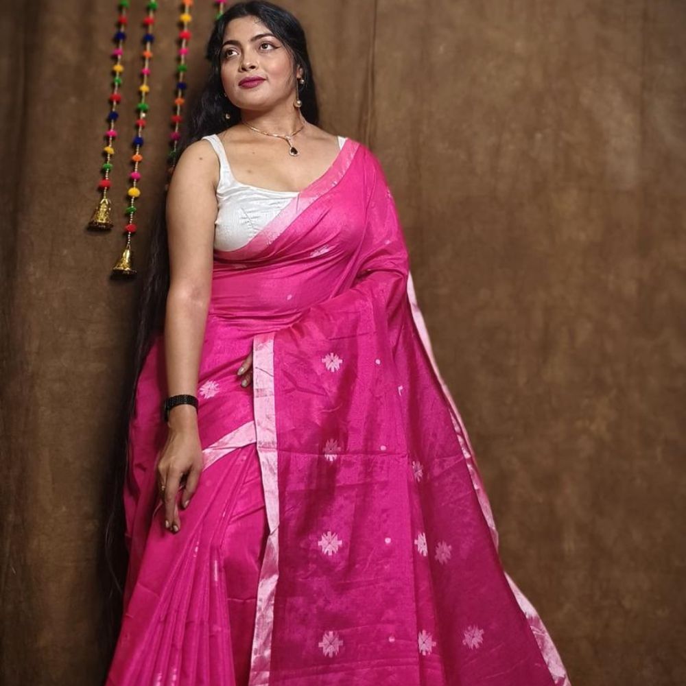 Tussar Saree with Madhubani Bride, Doli, and Kaahar Painting