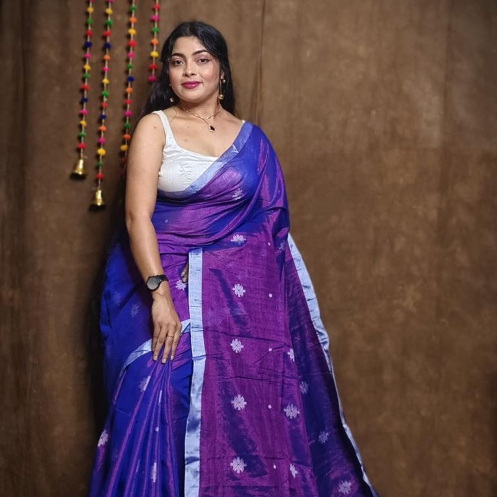 Tussar Saree with Madhubani Bride, Doli, and Kaahar Painting