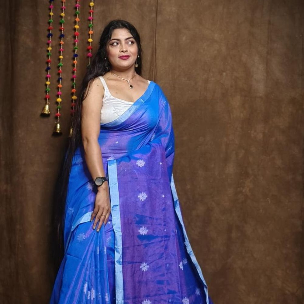 Tussar Saree with Madhubani Bride, Doli, and Kaahar Painting
