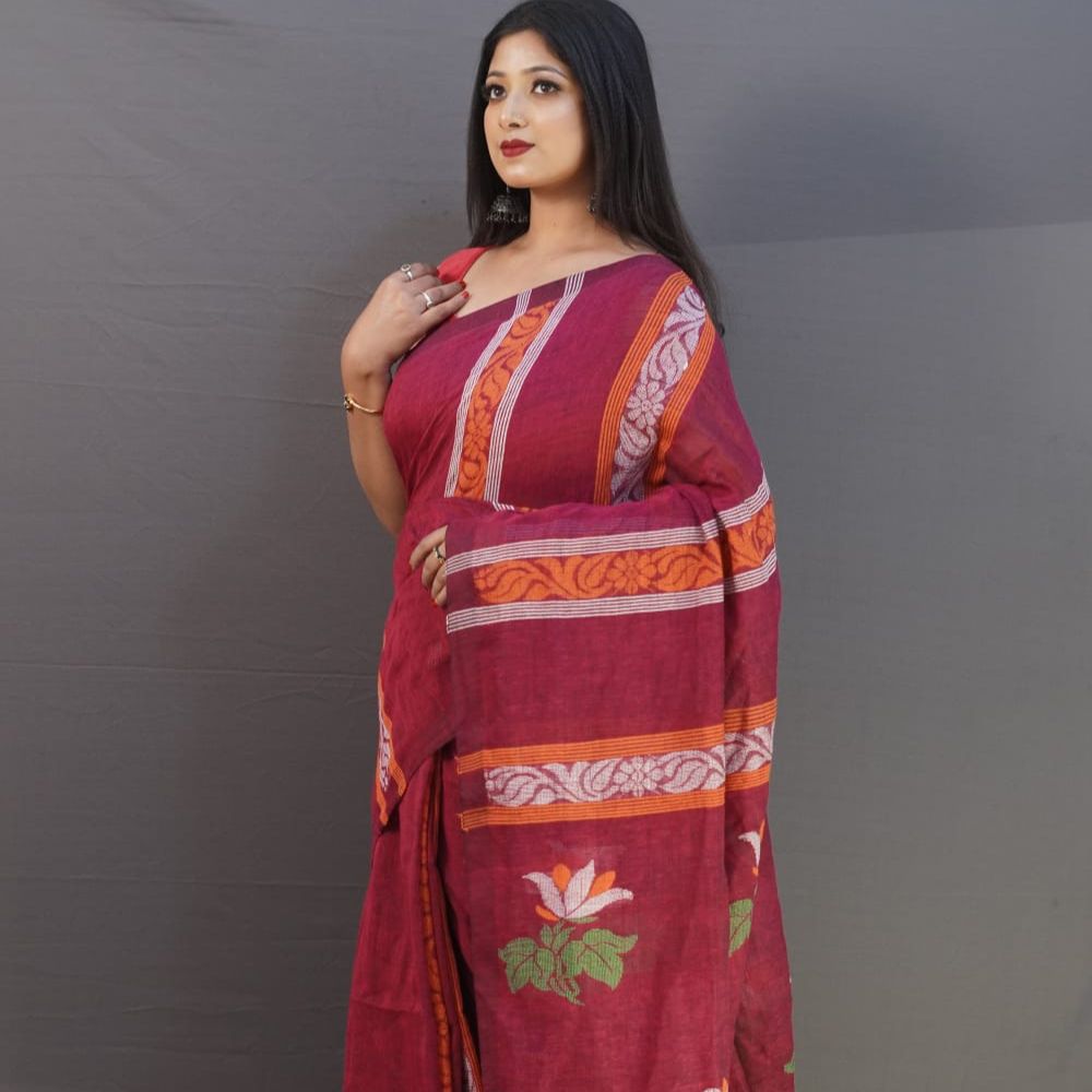 Tussar Saree with Madhubani Bride, Doli, and Kaahar Painting