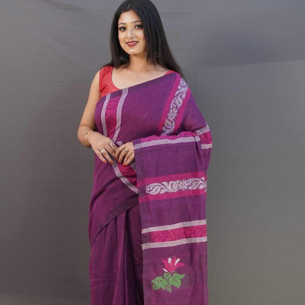 Tussar Saree with Madhubani Bride, Doli, and Kaahar Painting