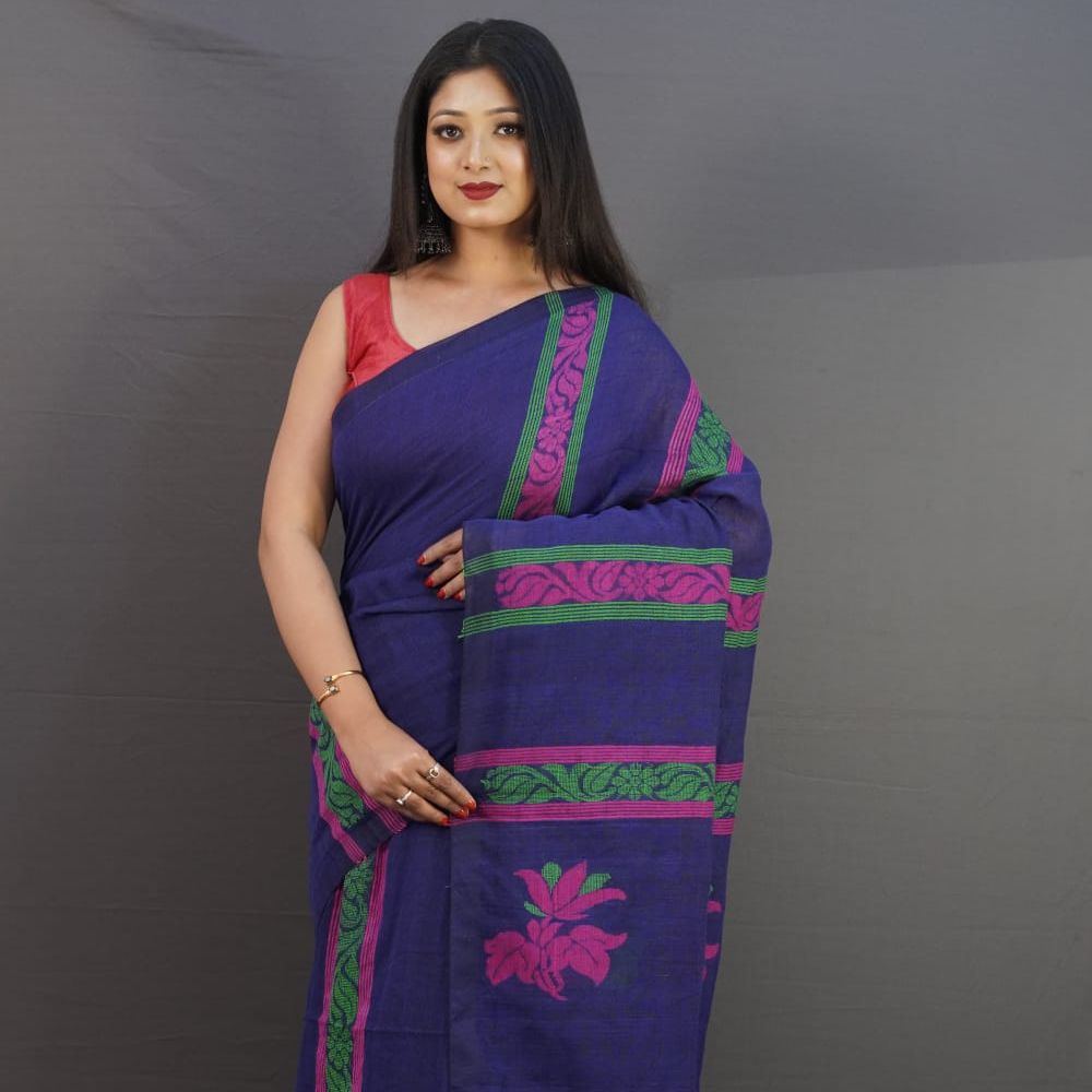 Tussar Saree with Madhubani Bride, Doli, and Kaahar Painting