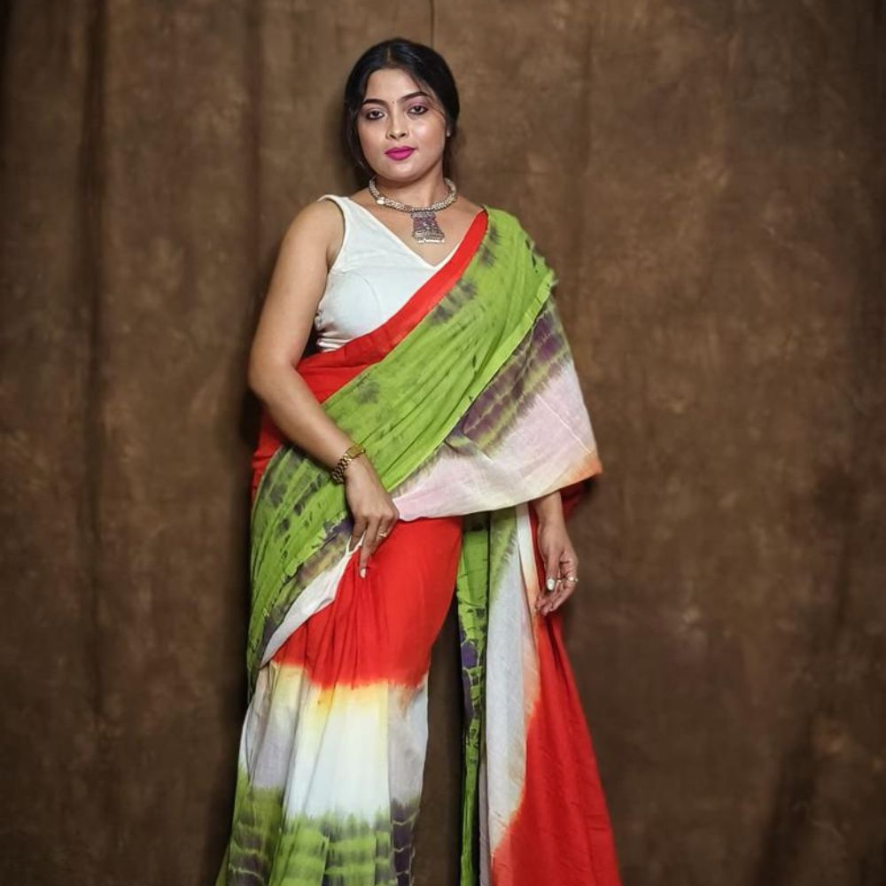 Tussar Saree with Madhubani Bride, Doli, and Kaahar Painting