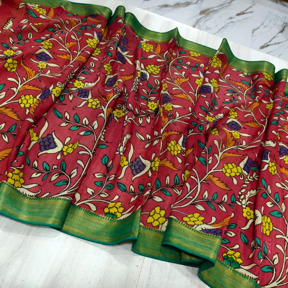 Tussar Saree with Madhubani Bride, Doli, and Kaahar Painting