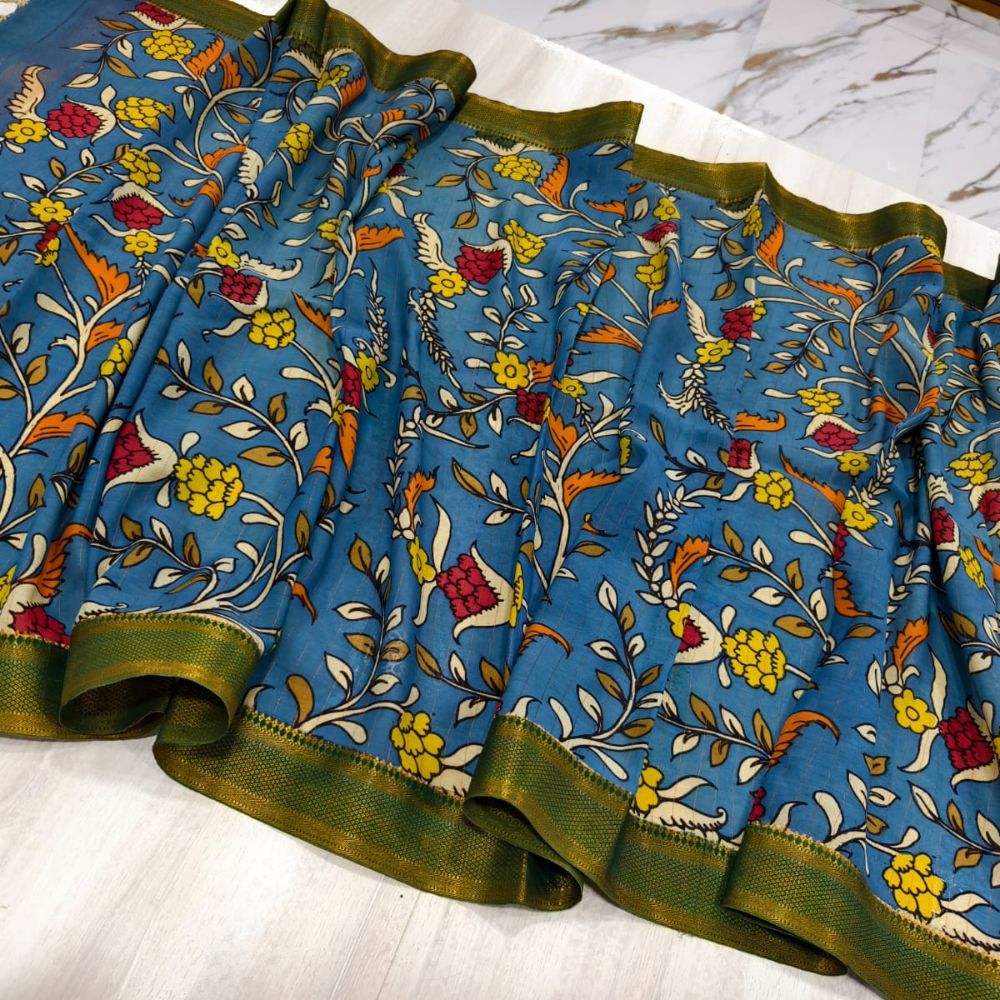 Tussar Saree with Madhubani Bride, Doli, and Kaahar Painting