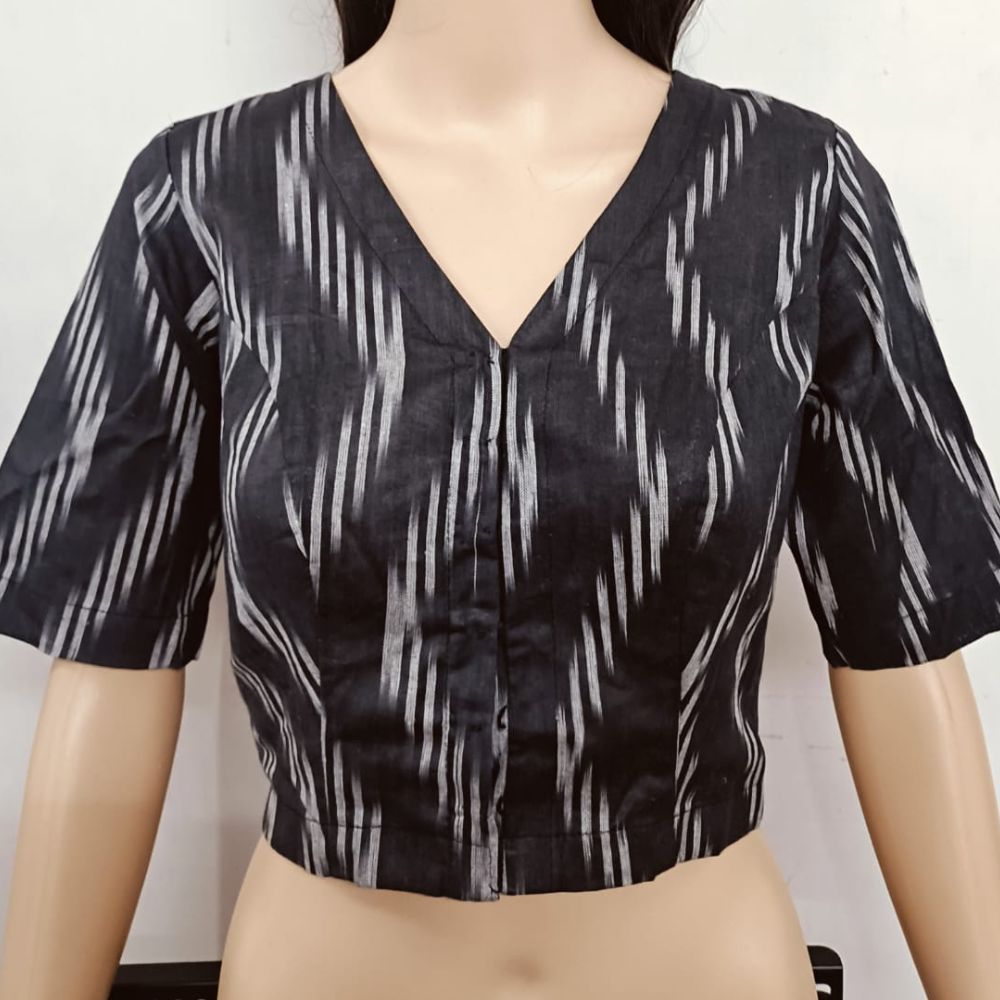 Handwoven Ikat V-Neck Blouse