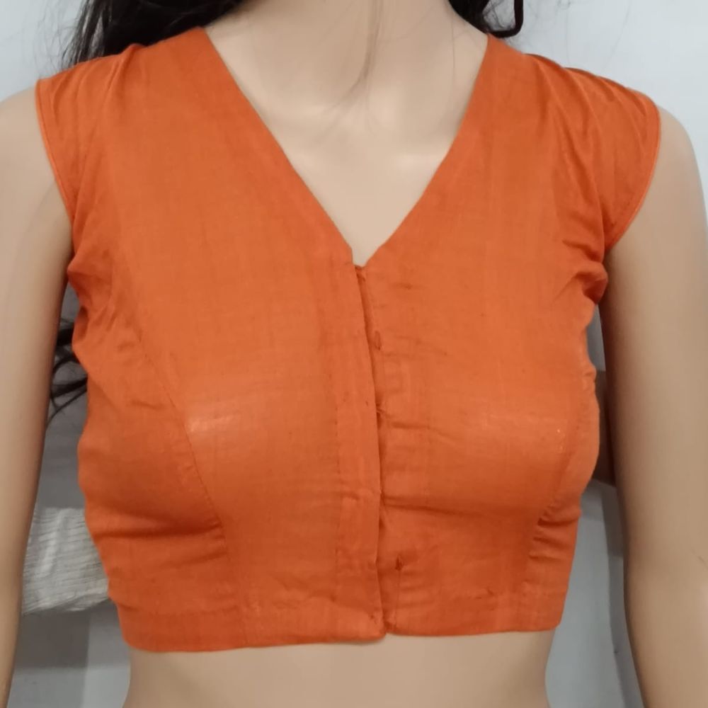 Rust Orange Sleeveless Cotton Blouse