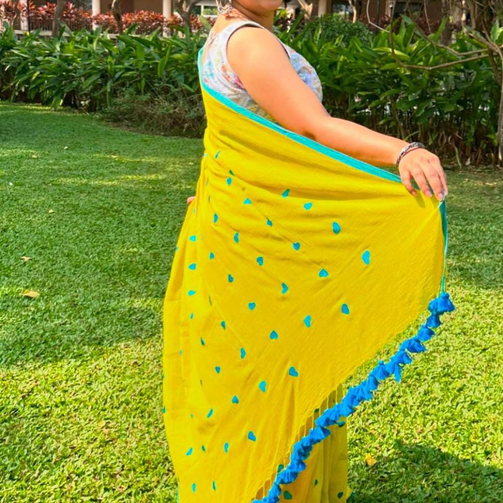 Tussar Saree with Madhubani Bride, Doli, and Kaahar Painting