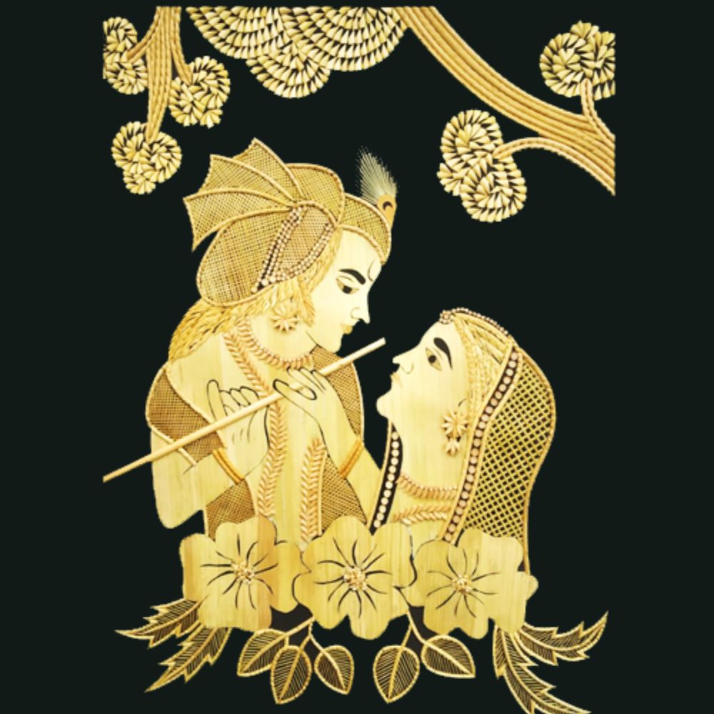 Tussar Saree with Madhubani Bride, Doli, and Kaahar Painting