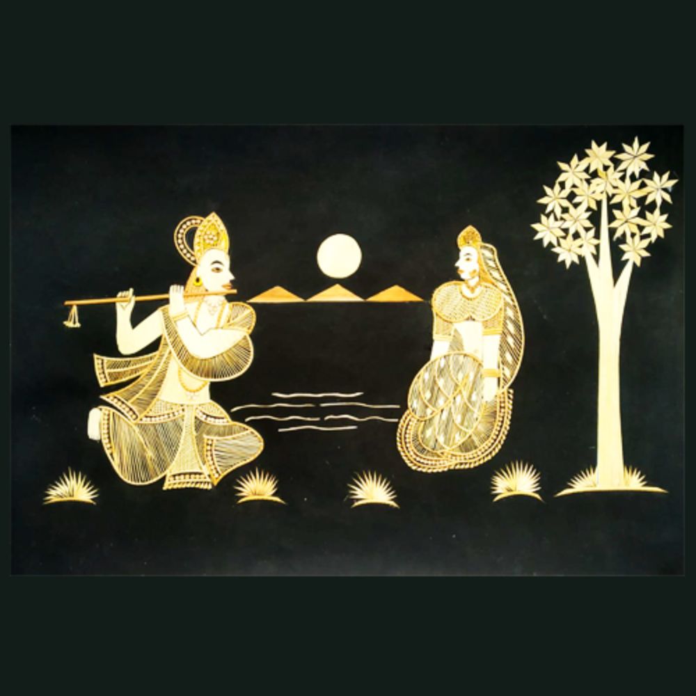 Tussar Saree with Madhubani Bride, Doli, and Kaahar Painting