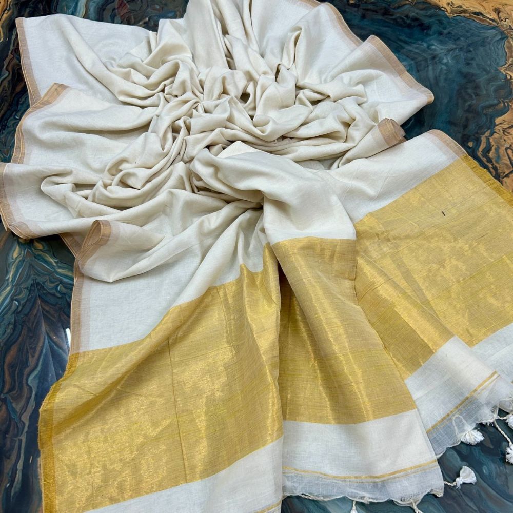 Tussar Saree with Madhubani Bride, Doli, and Kaahar Painting