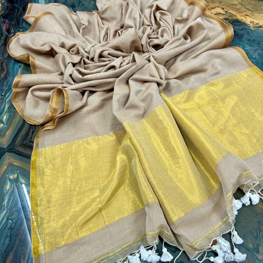 Tussar Saree with Madhubani Bride, Doli, and Kaahar Painting
