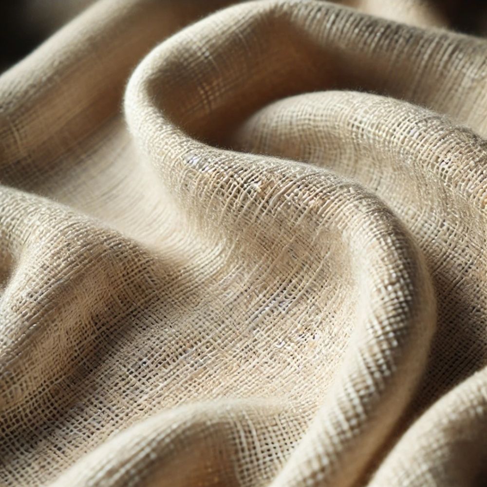  Natural Beige Handwoven Cotton Fabric 