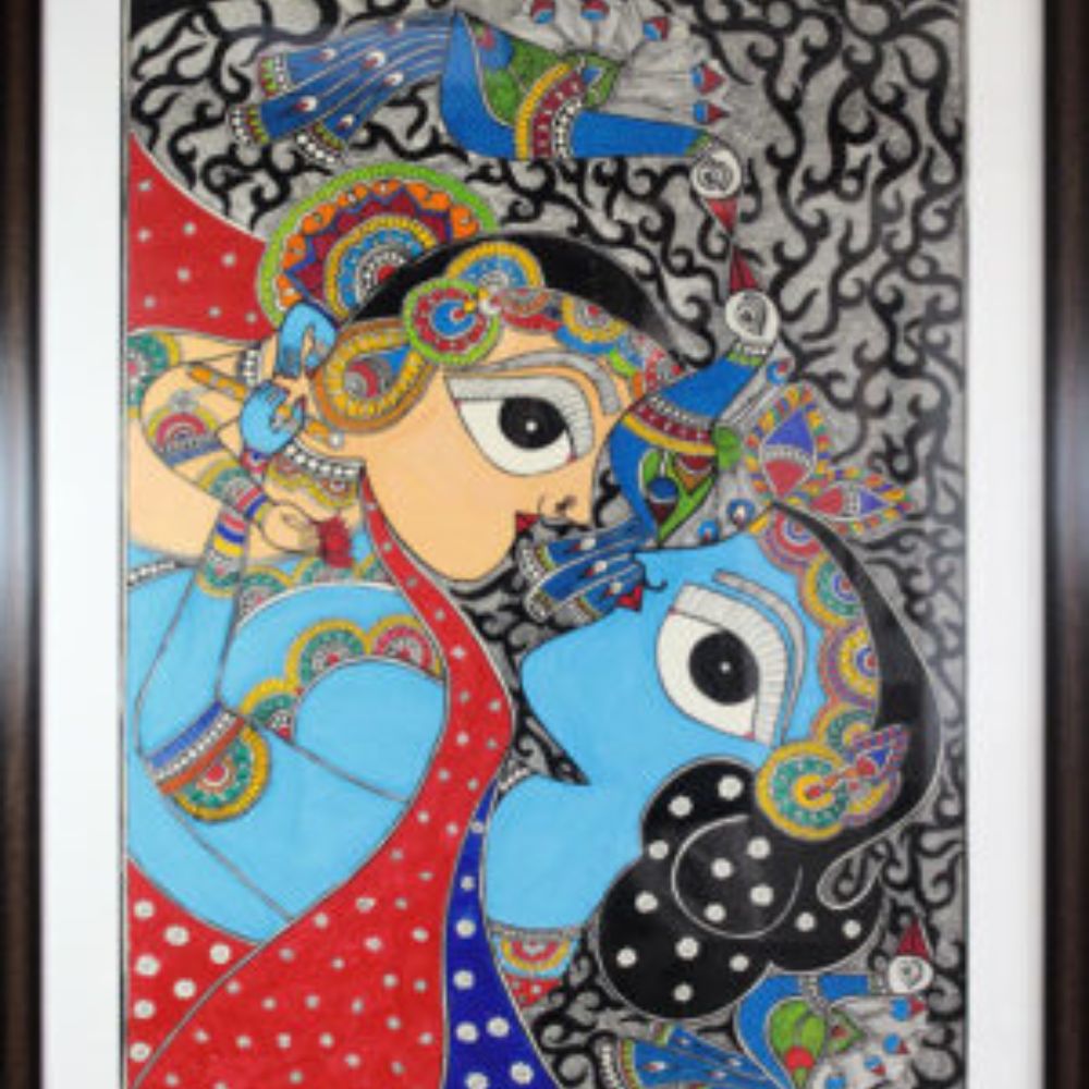 Tussar Saree with Madhubani Bride, Doli, and Kaahar Painting