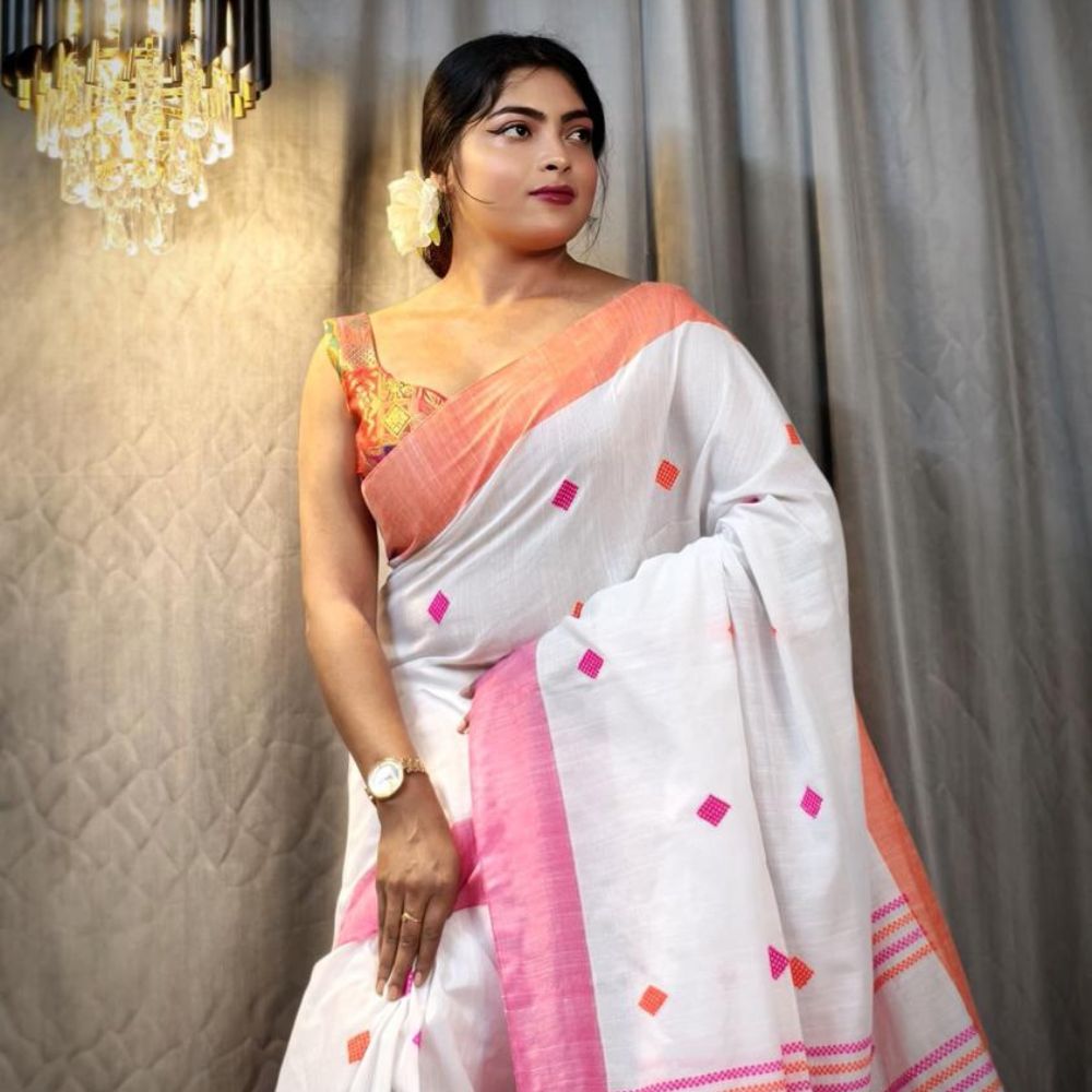 Tussar Saree with Madhubani Bride, Doli, and Kaahar Painting