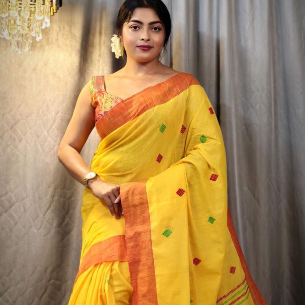 Tussar Saree with Madhubani Bride, Doli, and Kaahar Painting