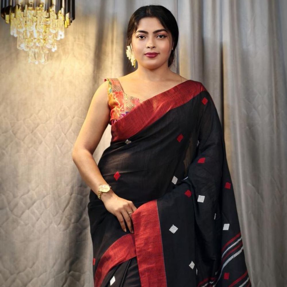 Tussar Saree with Madhubani Bride, Doli, and Kaahar Painting