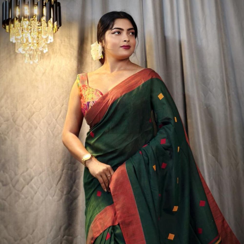 Tussar Saree with Madhubani Bride, Doli, and Kaahar Painting