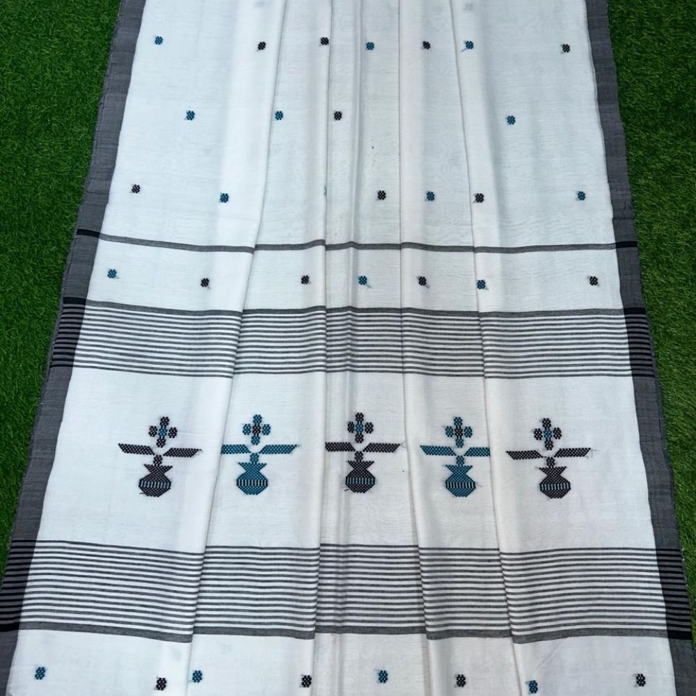 Tussar Saree with Madhubani Bride, Doli, and Kaahar Painting