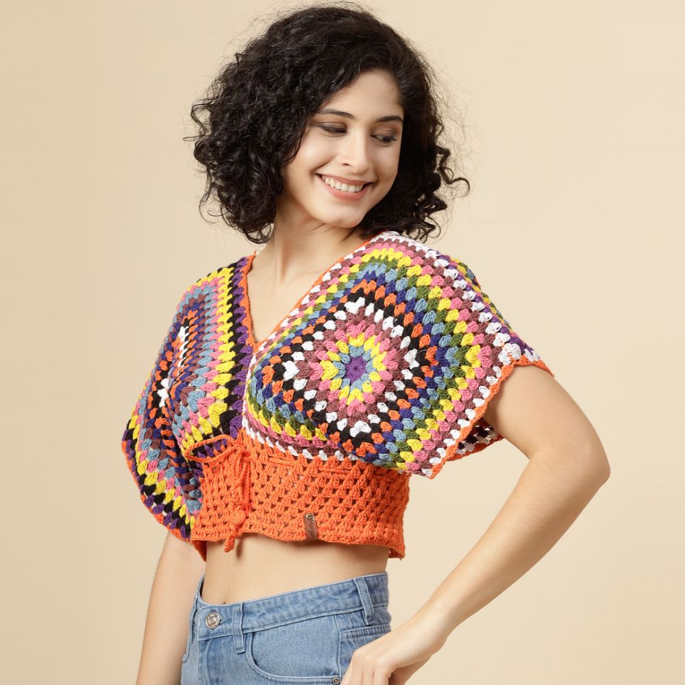 Multicolor Boho Crochet Crop Top
