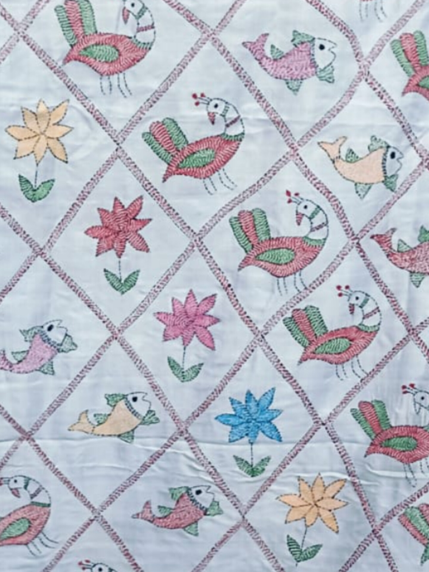 Tussar Saree with Madhubani Bride, Doli, and Kaahar Painting