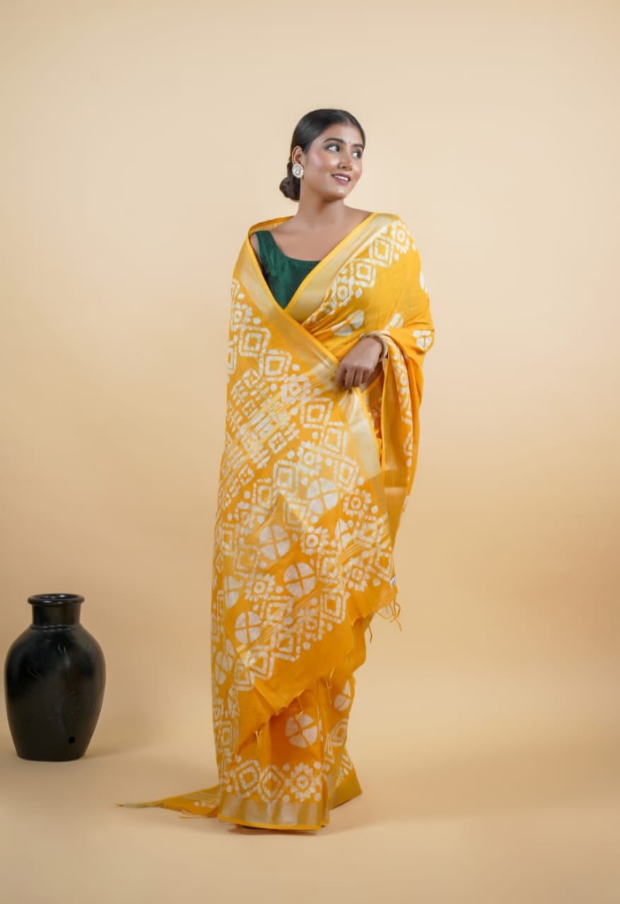 Tussar Saree with Madhubani Bride, Doli, and Kaahar Painting