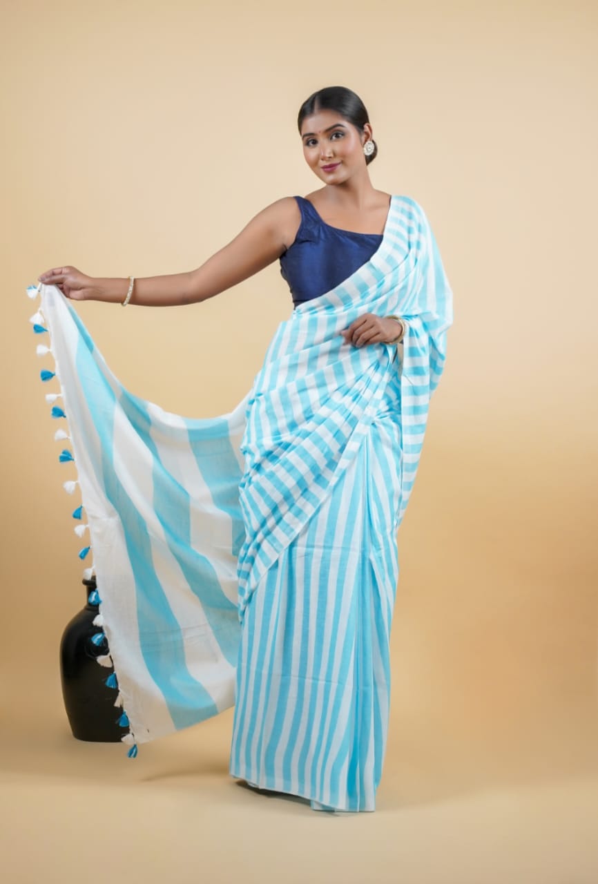 Tussar Saree with Madhubani Bride, Doli, and Kaahar Painting