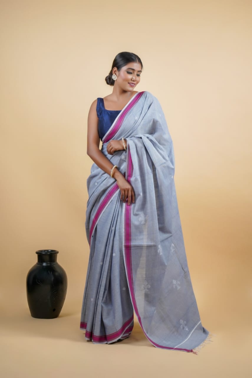 Tussar Saree with Madhubani Bride, Doli, and Kaahar Painting