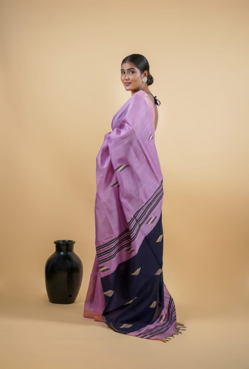 Tussar Saree with Madhubani Bride, Doli, and Kaahar Painting
