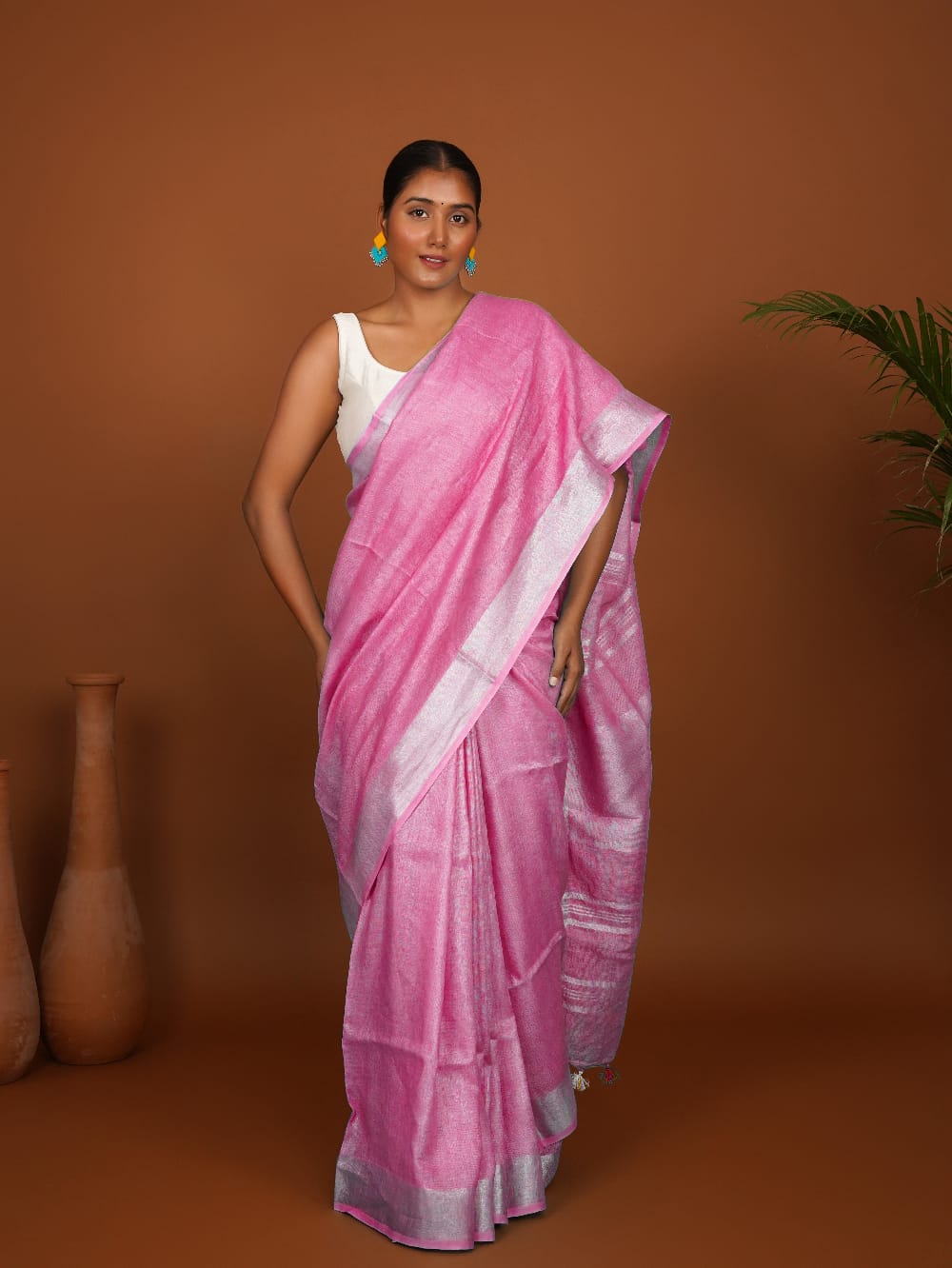 Tussar Saree with Madhubani Bride, Doli, and Kaahar Painting