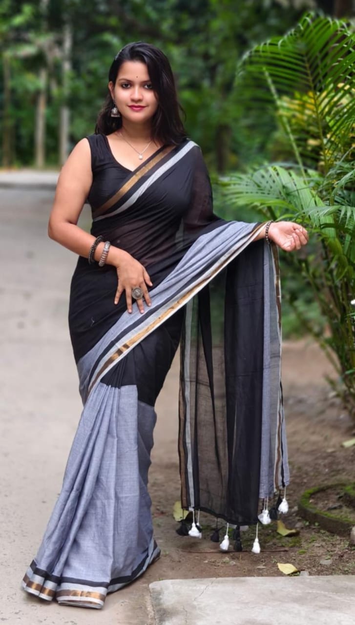 Tussar Saree with Madhubani Bride, Doli, and Kaahar Painting