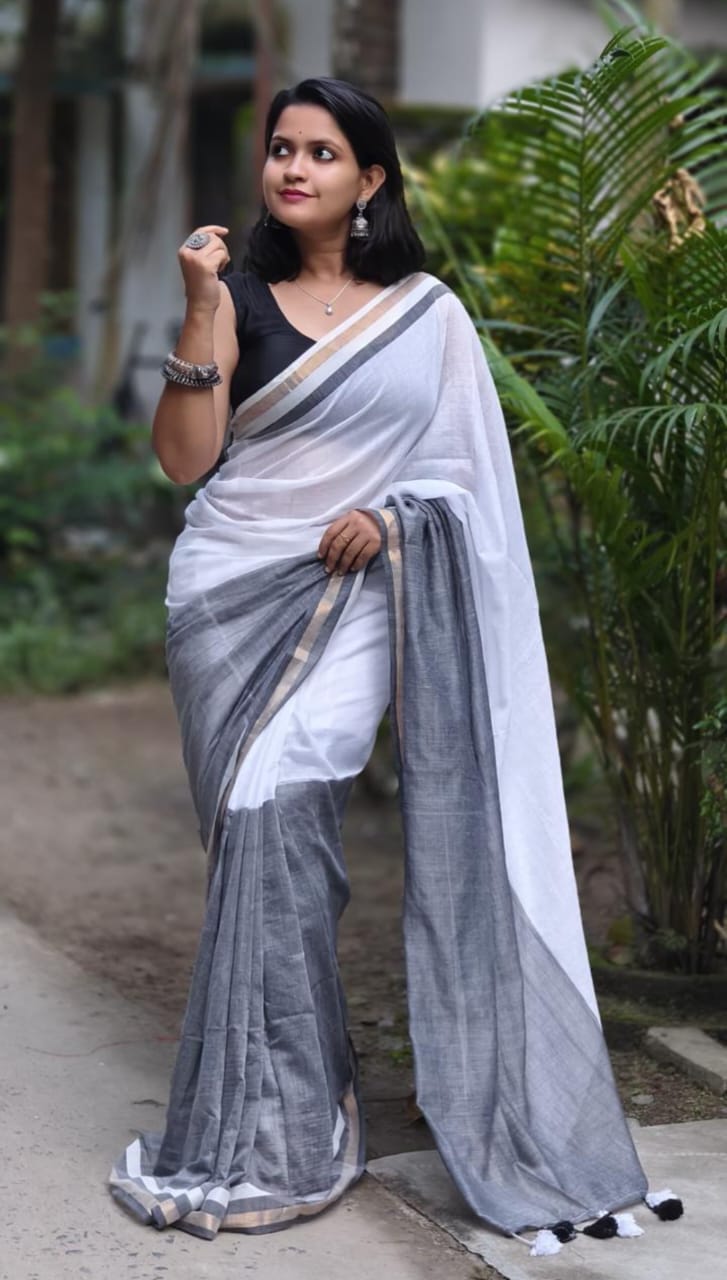 Tussar Saree with Madhubani Bride, Doli, and Kaahar Painting