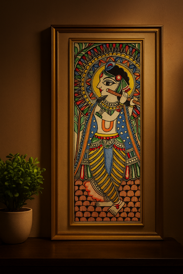 Madhubani Painting Vrindavan Charm