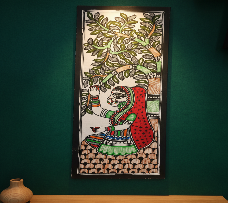 Madhubani Painting Shakti Vriksha: Under the Green Canopy