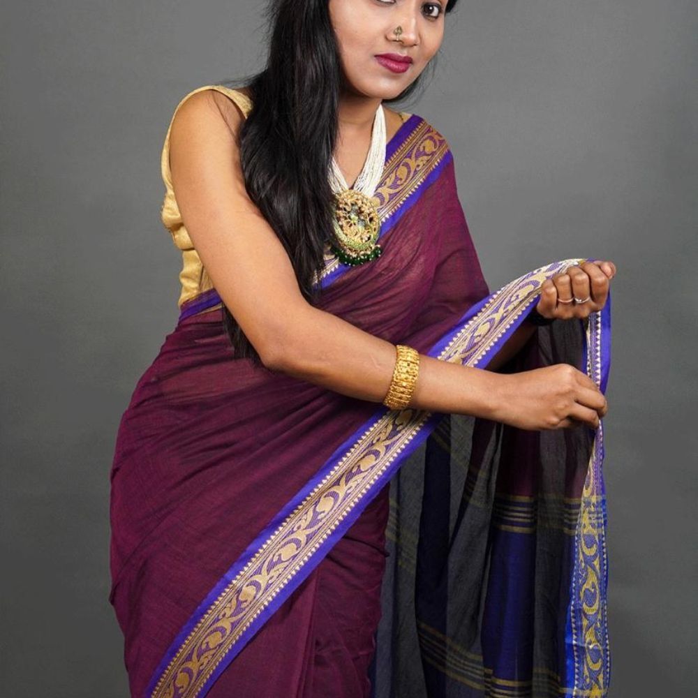 Tussar Saree with Madhubani Bride, Doli, and Kaahar Painting